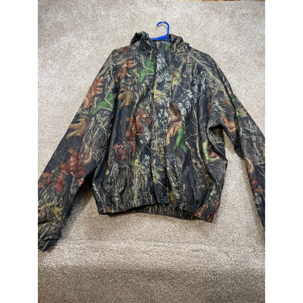 Scheels Outfitters Mossy Oak Camo Hooded Windbreaker Jacket Mens XXL Hunting 2XL